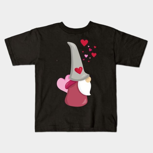 Valentine's Day Gnome, Cute Gnome, Beard, Hearts Kids T-Shirt by Jelena Dunčević